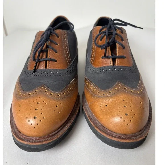 Pinecones VTG Leather Wingtip Oxford Shoes Womens 8.5 Preppy Retro Academia - Picture 4 of 10